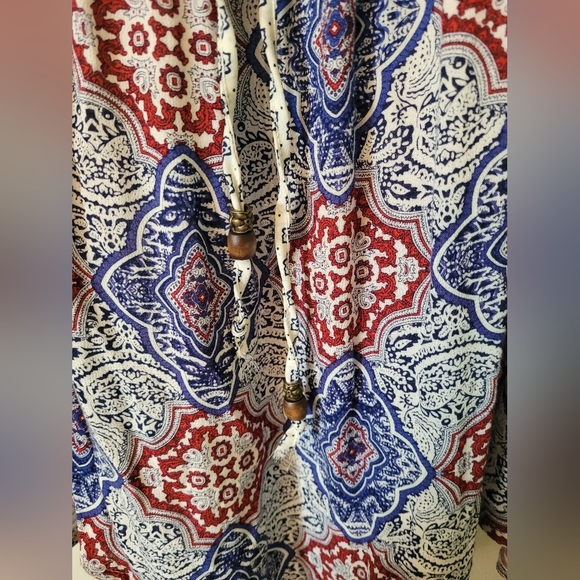 Kohl's Rewind Tank Front Tie Lace Blouse Red White and Blue Size XL - Picture 3 of 7